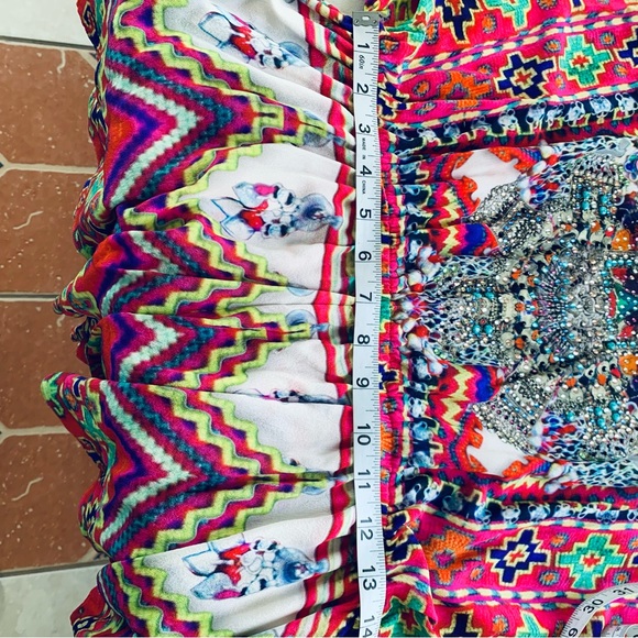 Camilla Drop Shoulder Playsuit Crystal Embellished Romper 100%silk size 3 (L) - Picture 6 of 15